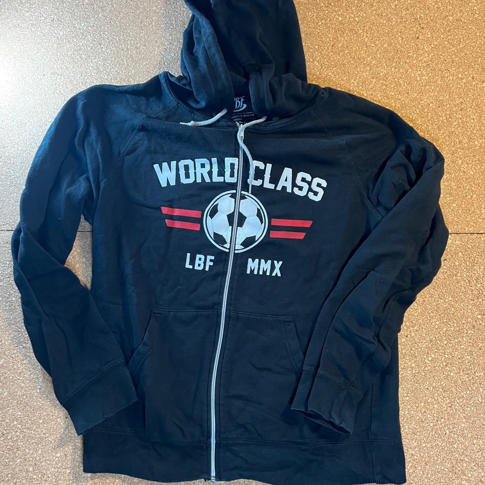 Live Breathe Futbol Full Zip Hoodie Soccer Black XL